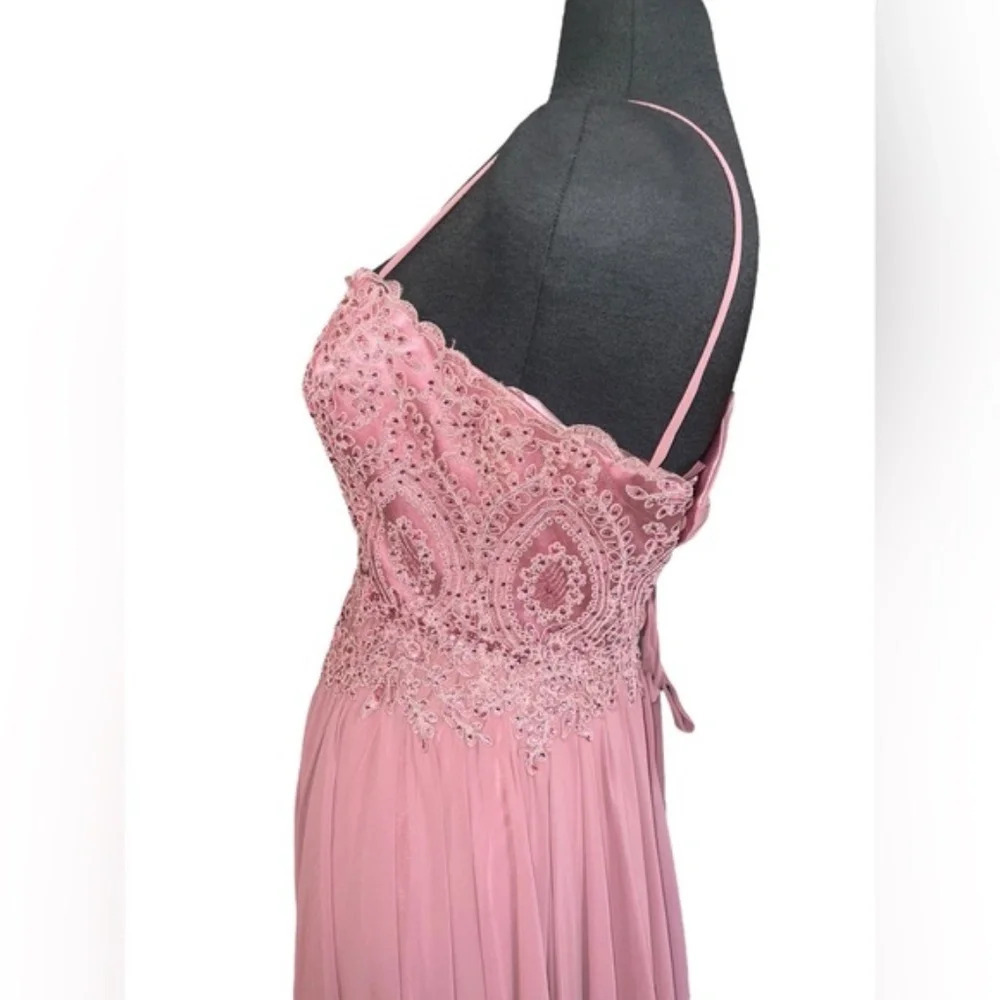 MAUVE COLOR EVENING Chiffon Party PROM Evening Dress XS - Picture 4 of 10